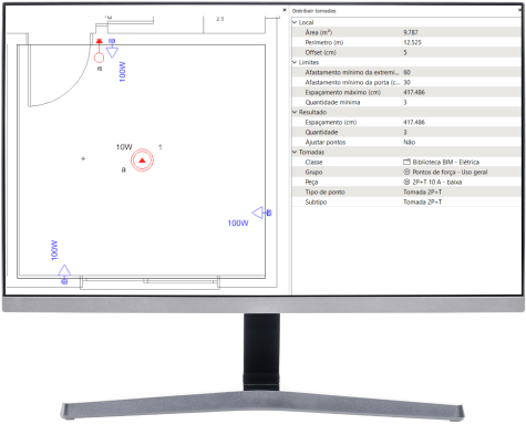 Software para projetos eletricos: cálculo distribuicao automatica das tomadas